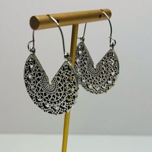 Silver Mandala Pattern Earrings